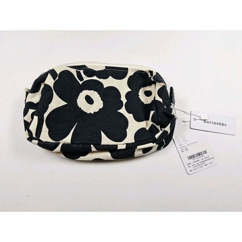 Marimekko Tiise Mini Unikko Small Cosmetic Bag Black Ivory Japan